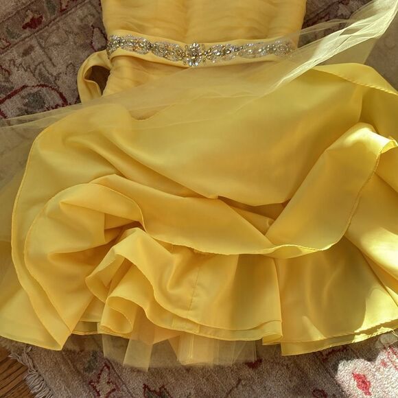 New Mori Lee By Madeline Gardner Yellow Tulle Mini Prom Party Dress Juniors Sz 5 - Picture 16 of 16